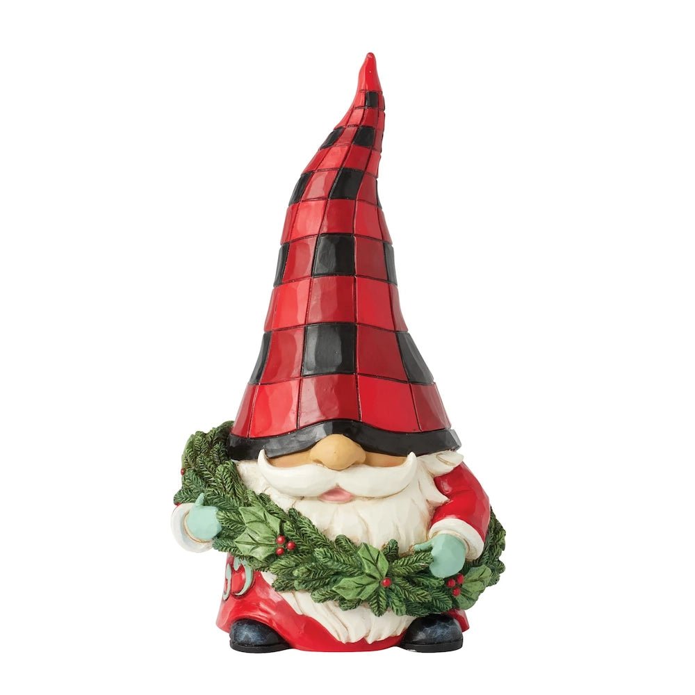Kiss - mas Gnome (Highland Glen Gnome with Wreath) - Heartwood Creek by Jim Shore from thetraditionalgiftshop.com
