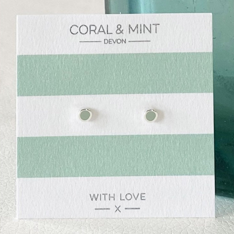 Mint Mini Stud Earrings (Silver Plated) - Coral & Mint from thetraditionalgiftshop.com