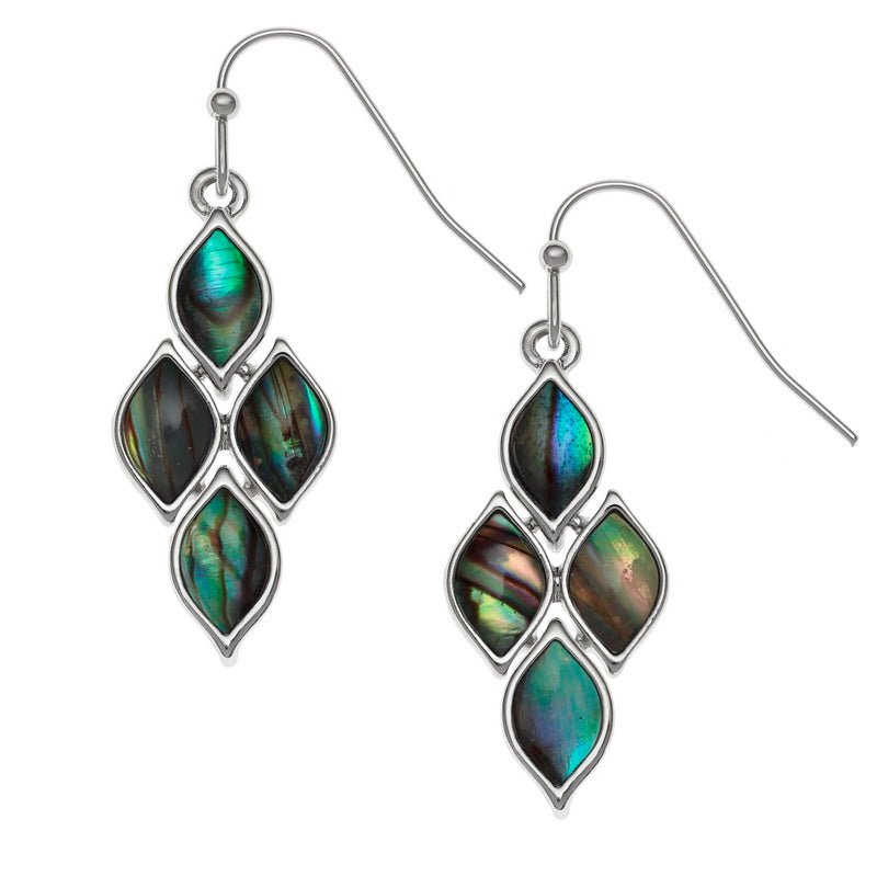 Natural Articulated Diamond Paua Shell Earrings - Tide Jewellery from thetraditionalgiftshop.com