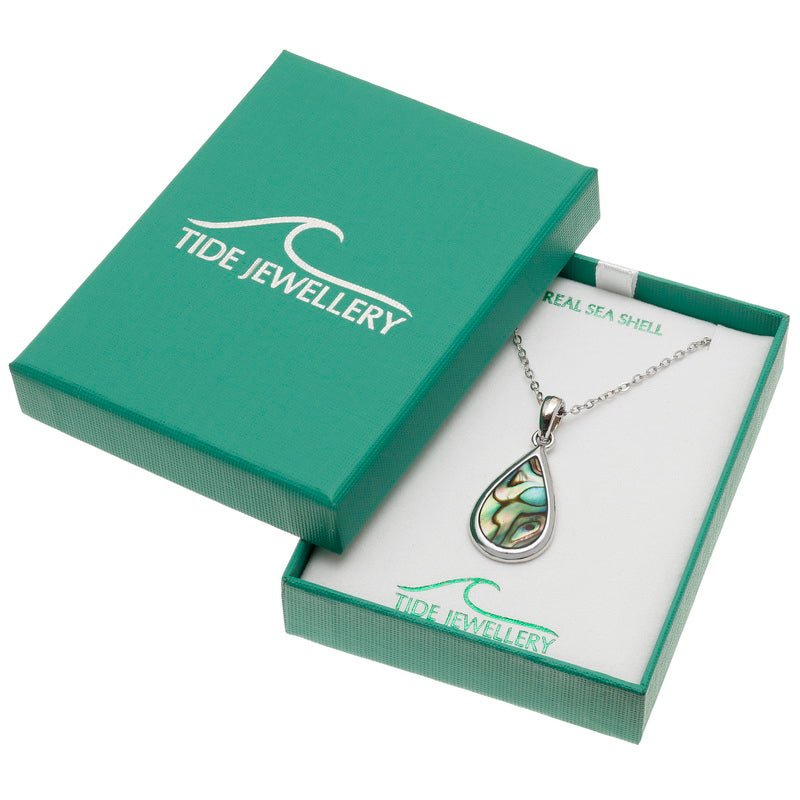 Natural Teardrop Paua Shell Necklace - Tide Jewellery from thetraditionalgiftshop.com