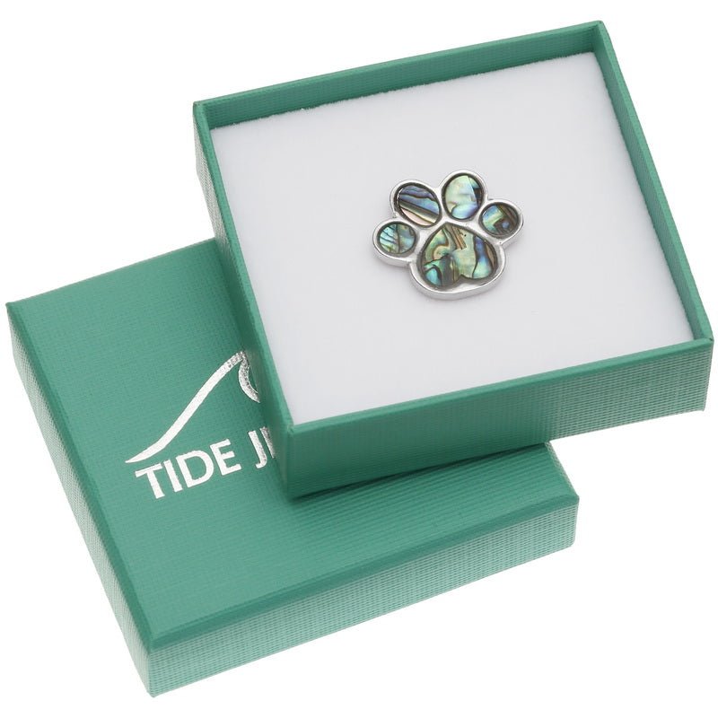 Pet Paw Paua Shell Pin Badge - Tide Jewellery from thetraditionalgiftshop.com