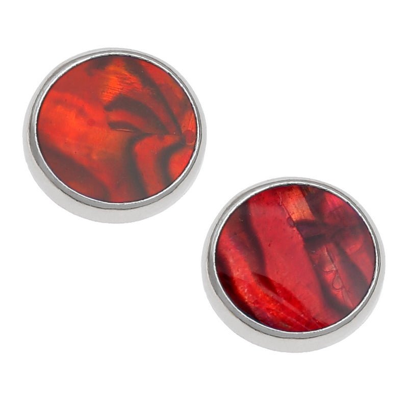 Red Round Paua Shell Earrings - Tide Jewellery from thetraditionalgiftshop.com