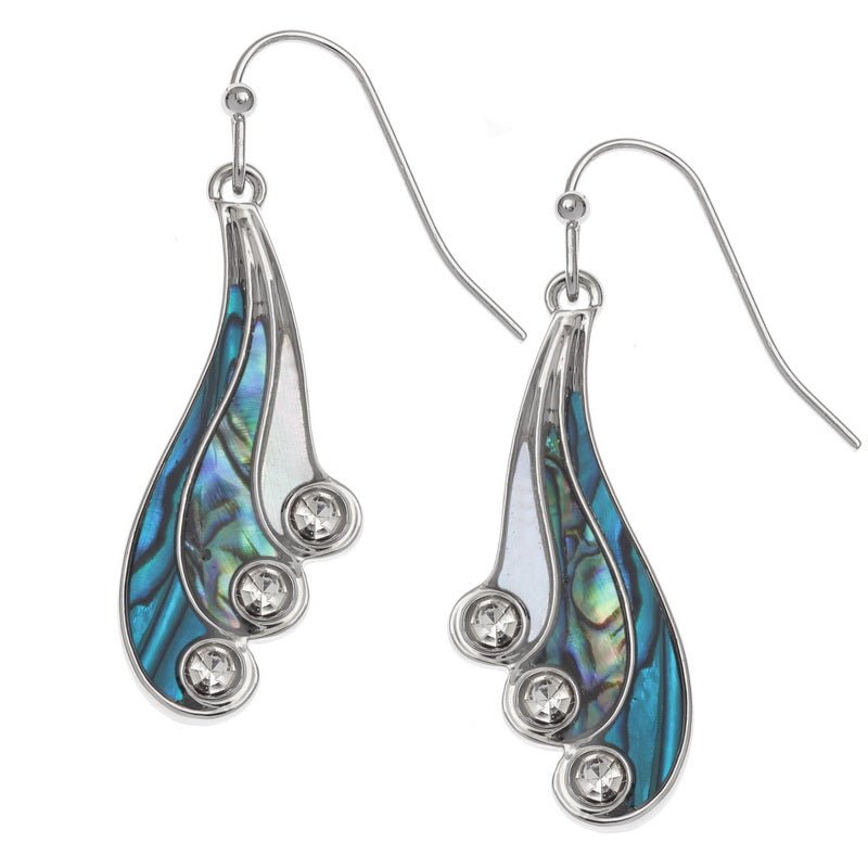 Three Colour Swish Paua Shell Hook Earrings - Tide Jewellery from thetraditionalgiftshop.com