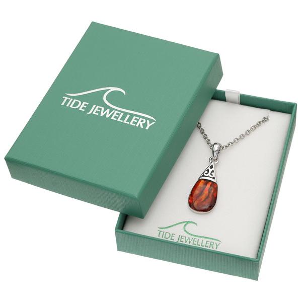 Almond Drop Red Paua Shell Necklace - Tide Jewellery from thetraditionalgiftshop.com