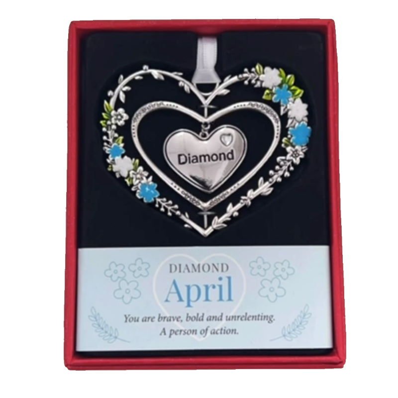 April (Diamond) Gemstone Heart Hanging Decoration - Gemstone Hearts from thetraditionalgiftshop.com