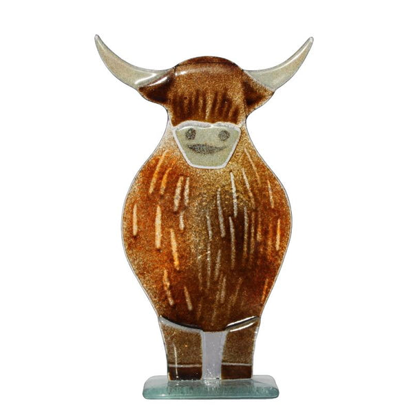 Archie the Highland Cow Fused Glass Ornament