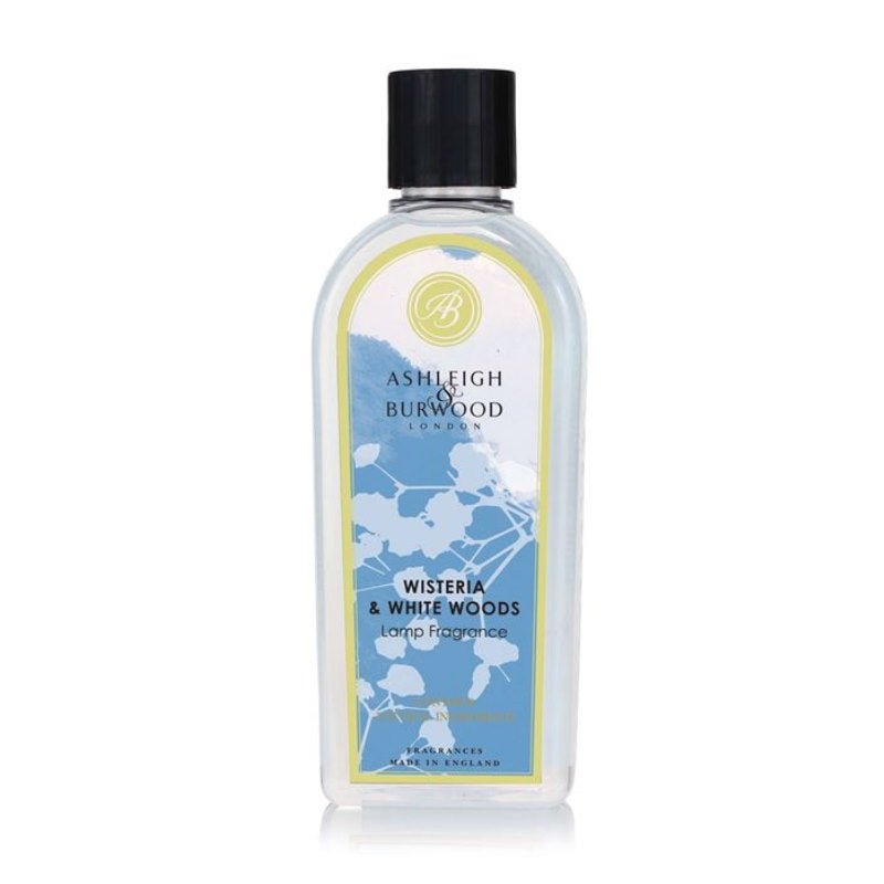 Ashleigh & Burwood Wisteria & White Woods Fragrance Lamp Oil (500ml) - Ashleigh & Burwood Fragrance Lamps from thetraditionalgiftshop.com