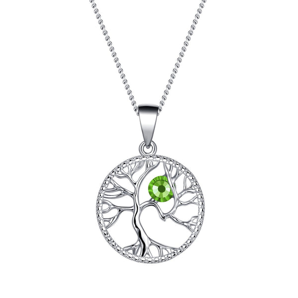 August Tree of Life Birthstone Necklace