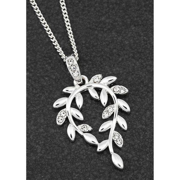 Back to Nature Pave Leaf Curl Necklace - Equilibrium Jewellery from thetraditionalgiftshop.com