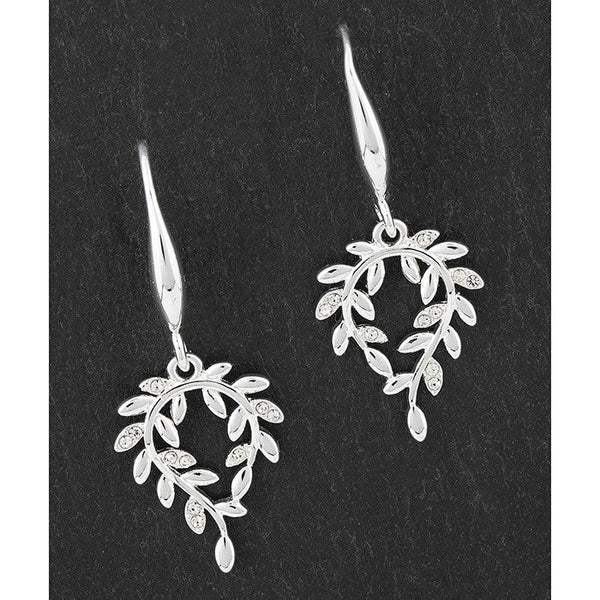 Back to Nature Silver Pave Leaf Curl Earring - Equilibrium Jewellery from thetraditionalgiftshop.com