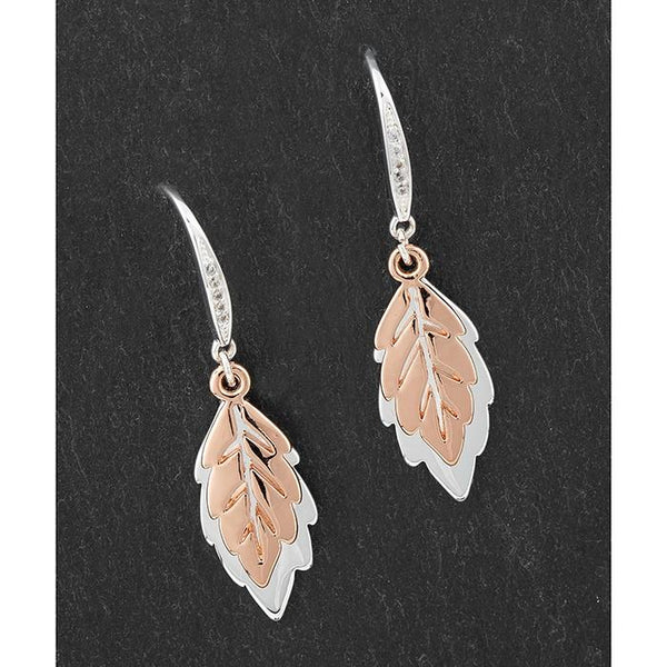 Back to Nature Two Tone Leaf Earrings - Equilibrium Jewellery from thetraditionalgiftshop.com