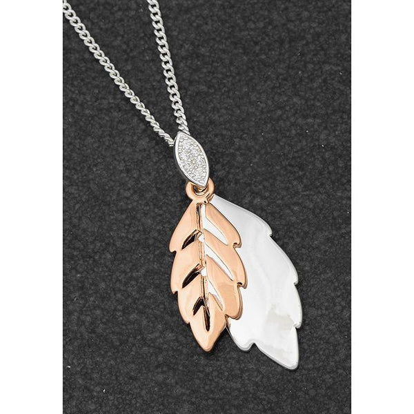 Back to Nature Two Tone Leaf Necklace - Equilibrium Jewellery from thetraditionalgiftshop.com