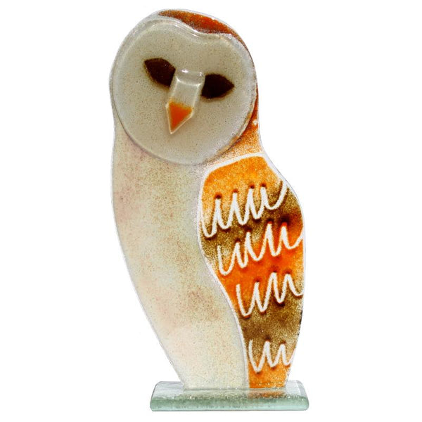 Barn Owl Fused Glass Ornament