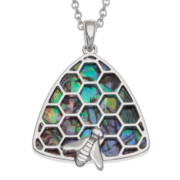 Bee on Honeycomb Hive Paua Shell Necklace - Tide Jewellery from thetraditionalgiftshop.com