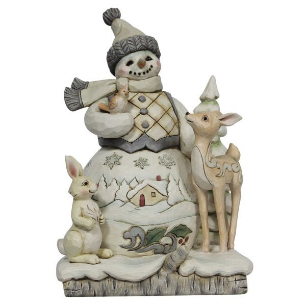 Birch Bark Buddies (White Woodland Snowman with Animals) - Heartwood Creek by Jim Shore from thetraditionalgiftshop.com