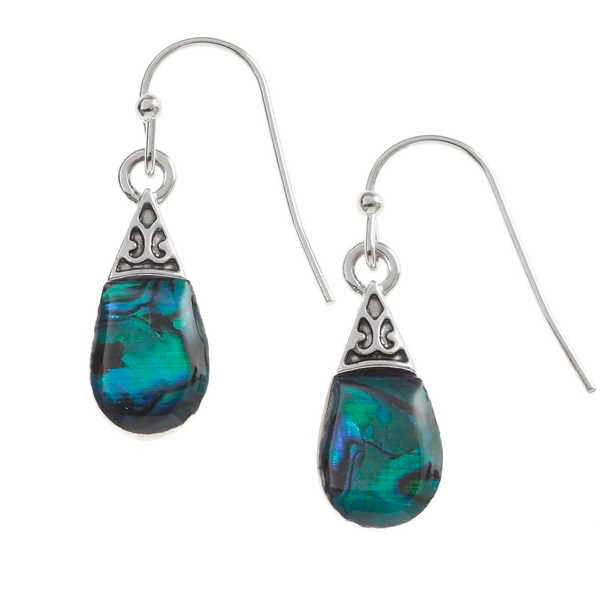 Blue Almond Drop Paua Shell Earrings - Tide Jewellery from thetraditionalgiftshop.com