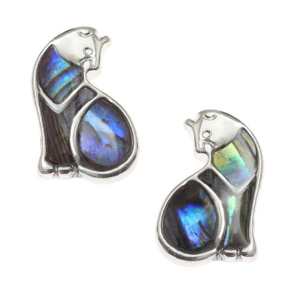 Cat Paua Shell Earrings - Tide Jewellery from thetraditionalgiftshop.com