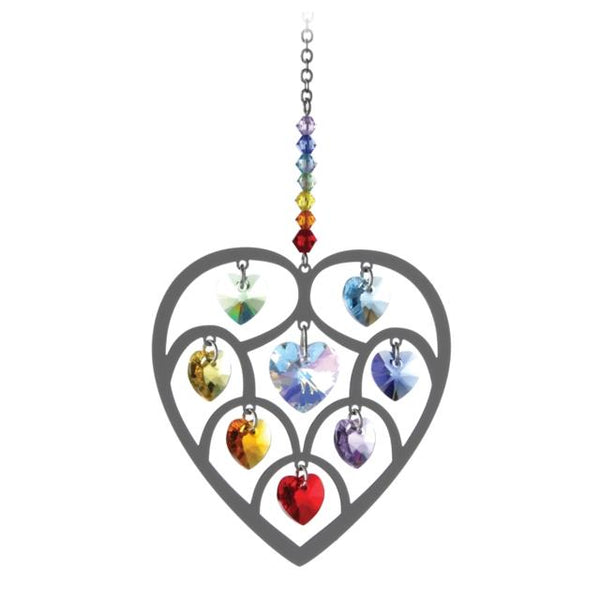Chakra Heart of Hearts Crystal Suncatcher