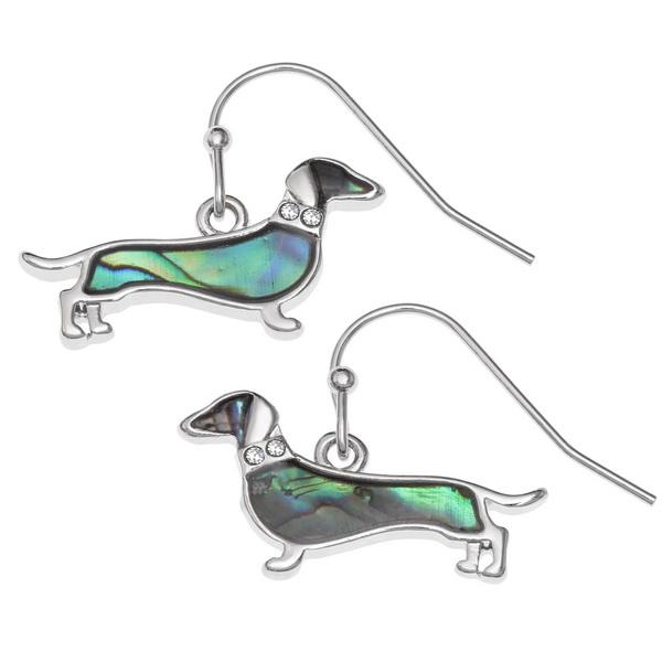 Dachshund Paua Shell Earrings - Tide Jewellery from thetraditionalgiftshop.com