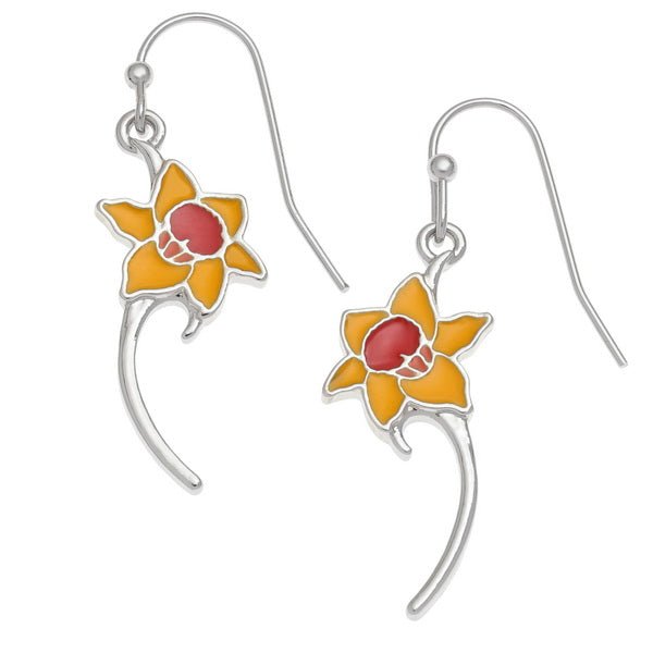 Daffodil Enamel Earrings - Tide Jewellery from thetraditionalgiftshop.com