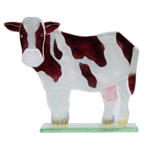 Daisy the Cow Fused Glass Ornament