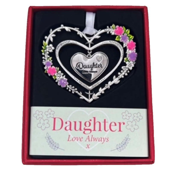 Daughter Gemstone Heart Hanging Decoration - Gemstone Hearts from thetraditionalgiftshop.com