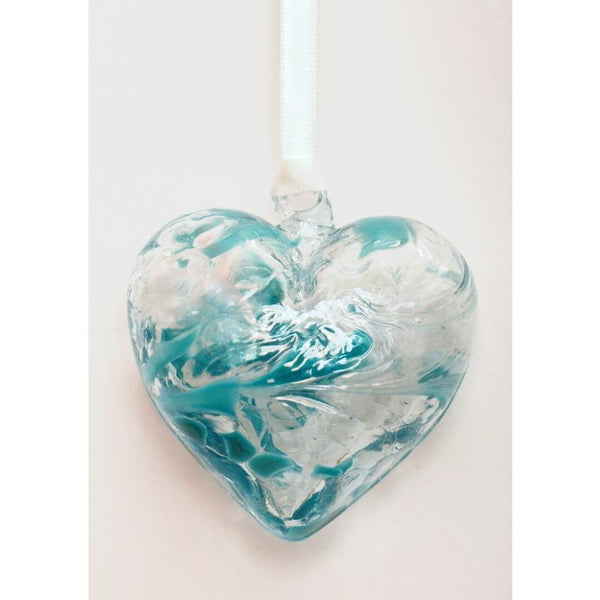 December (Turquoise) Birthstone Blown Glass Heart - Milford Blown Glass from thetraditionalgiftshop.com