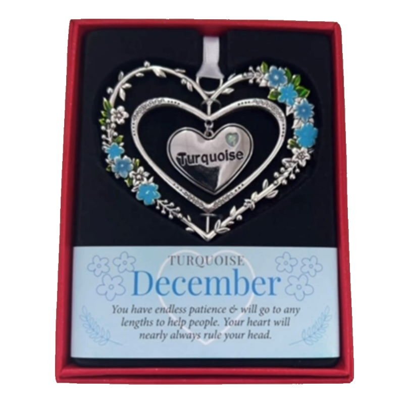 December (Turquoise) Gemstone Heart Hanging Decoration - Gemstone Hearts from thetraditionalgiftshop.com