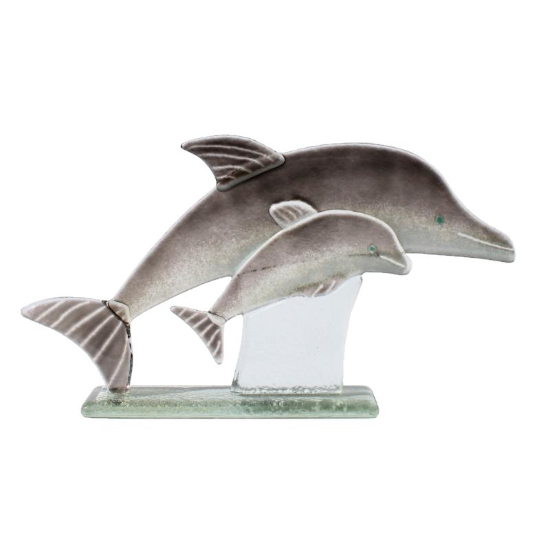 Dolphin & Calf Fused Glass Ornament