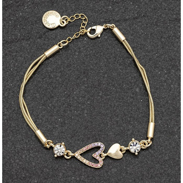 Elegant Pastel Gold Plated Heart Bracelet - Equilibrium Jewellery from thetraditionalgiftshop.com