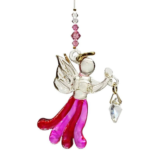 Fantasy Glass Angels in my Window (Rose) Crystal Suncatcher - Wild Things Crystal from thetraditionalgiftshop.com