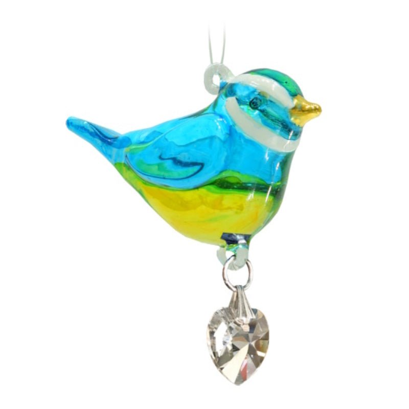 Fantasy Glass Pretty Little Bird - Blue Tit - Wild Things Crystal from thetraditionalgiftshop.com