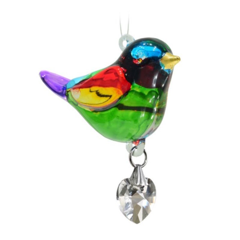 Fantasy Glass Pretty Little Bird - Rainbow - Wild Things Crystal from thetraditionalgiftshop.com