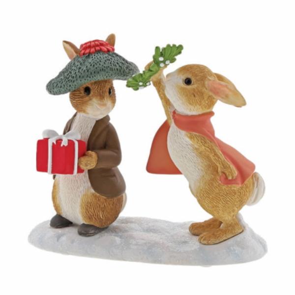 Flopsy Bunny & Benjamin Bunny Under the Mistletoe Mini Figure - Beatrix Potter from thetraditionalgiftshop.com