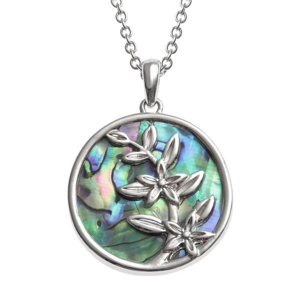 Flower Sprig Paua Shell Necklace