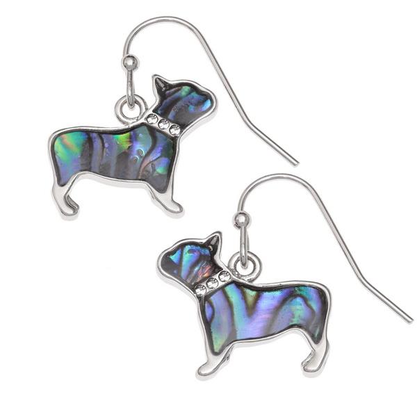 French Bulldog Paua Shell Earrings - Tide Jewellery from thetraditionalgiftshop.com