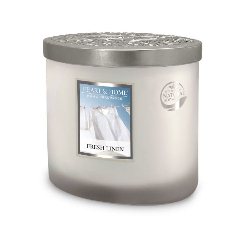 Fresh Linen Ellipse 2 Wick Candle - Heart & Home from thetraditionalgiftshop.com
