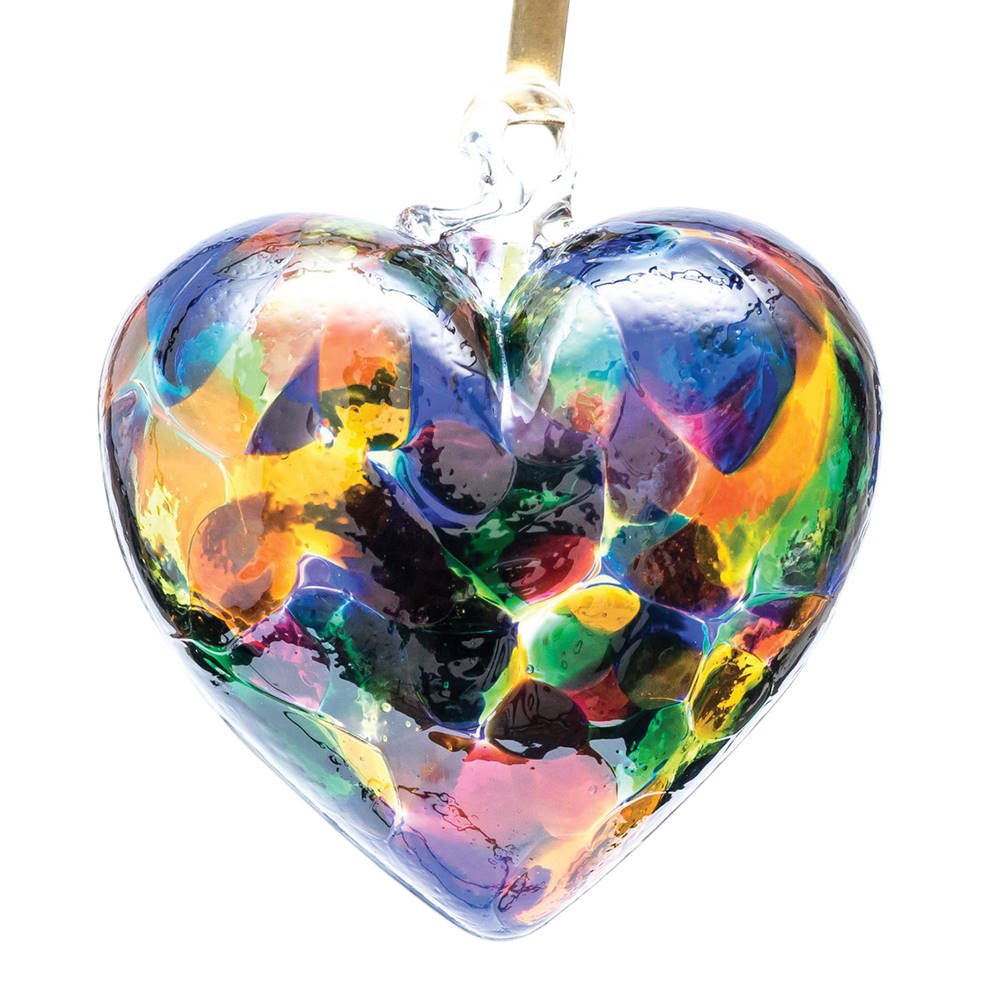 Friendship (Rainbow) Blown Glass Heart - Milford Blown Glass from thetraditionalgiftshop.com