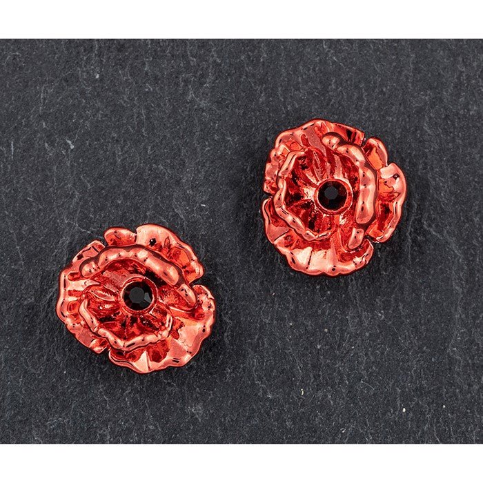 Frilly Poppy Stud Earrings - Equilibrium Jewellery from thetraditionalgiftshop.com