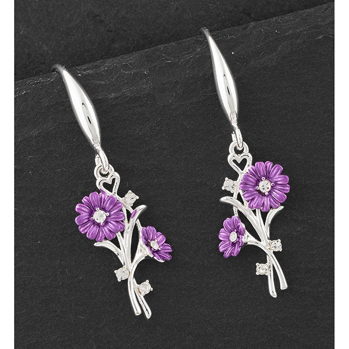 Gerbera Purple Daisy Earrings - Equilibrium Jewellery from thetraditionalgiftshop.com