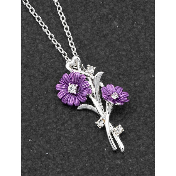 Gerbera Purple Daisy Necklace - Equilibrium Jewellery from thetraditionalgiftshop.com