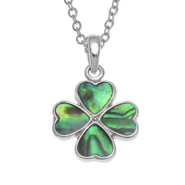 Green Clover Paua Shell Necklace - Tide Jewellery from thetraditionalgiftshop.com