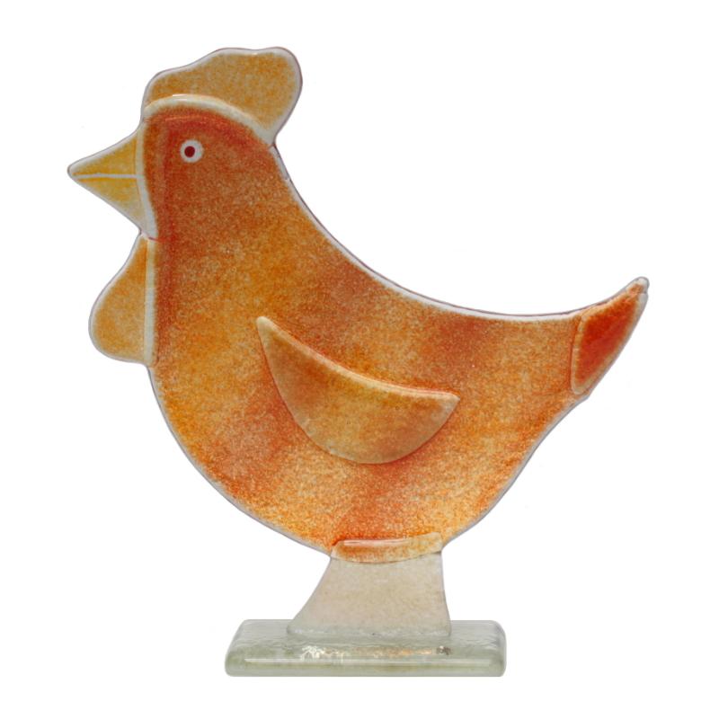 Hen (Amber) Fused Glass Ornament