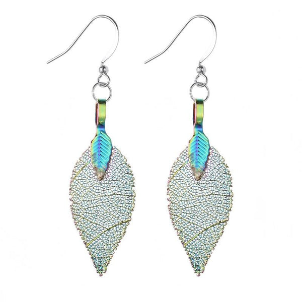 Iridescent Leaf Earrings
