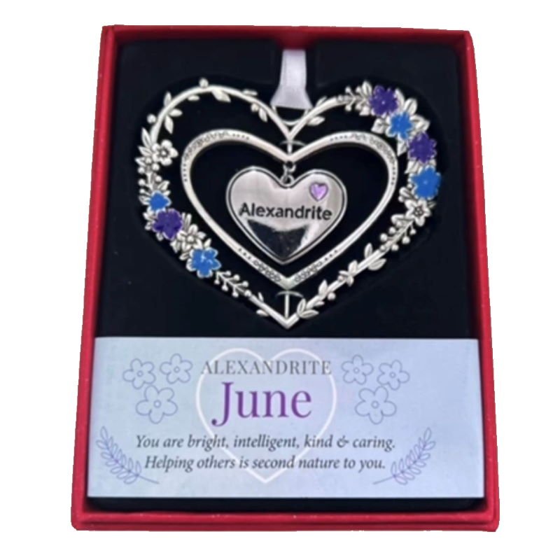 June (Alexandrite) Gemstone Heart Hanging Decoration - Gemstone Hearts from thetraditionalgiftshop.com