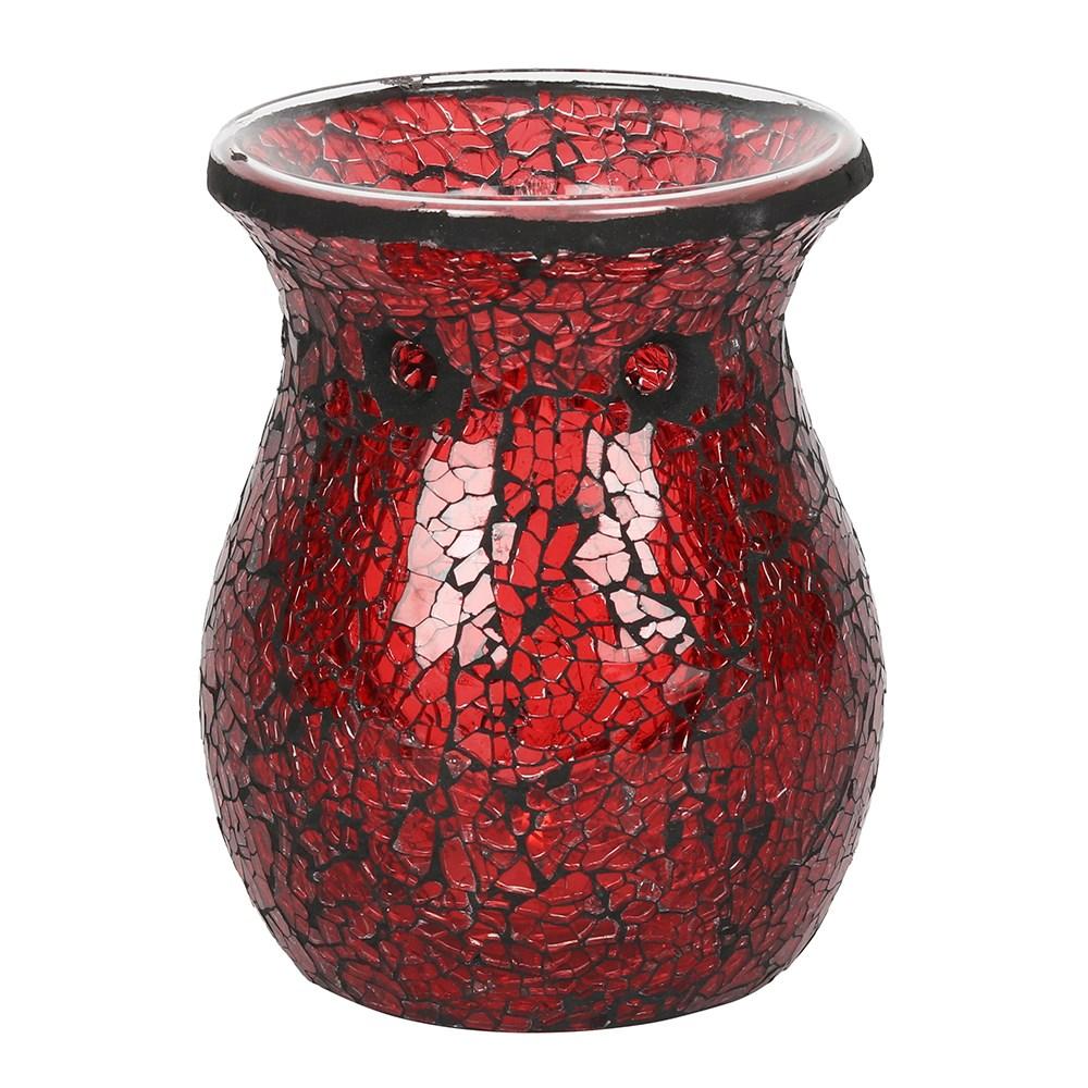 Large Red Crackle Glass Wax Melt Warmer / Oil Burner - Jones Home Wax Warmers from thetraditionalgiftshop.com