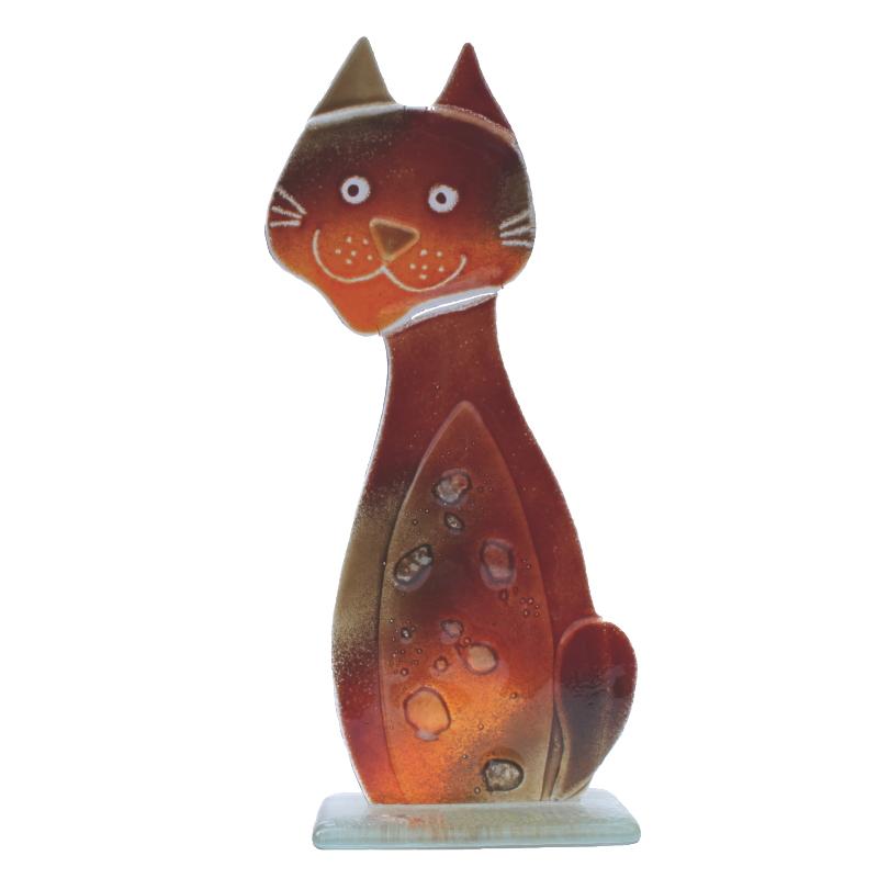 Large Tabby Cat (15) Fused Glass Ornament