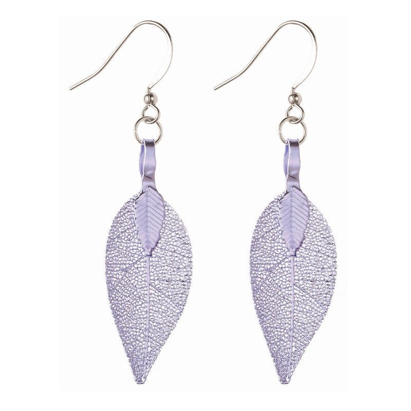 Lilac Leaf Earrings - Pure by Coppercraft from thetraditionalgiftshop.com