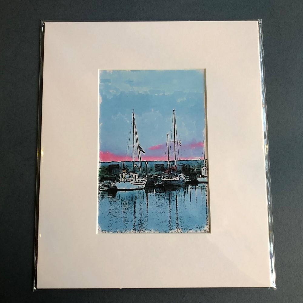 Lowestoft Yacht Marina Mounted Print (12"x10") - Seeing Suffolk Art Prints from thetraditionalgiftshop.com