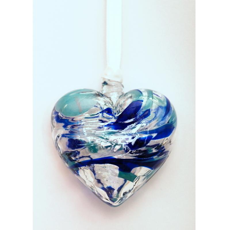 March (Aquamarine) Birthstone Blown Glass Heart - Milford Blown Glass from thetraditionalgiftshop.com
